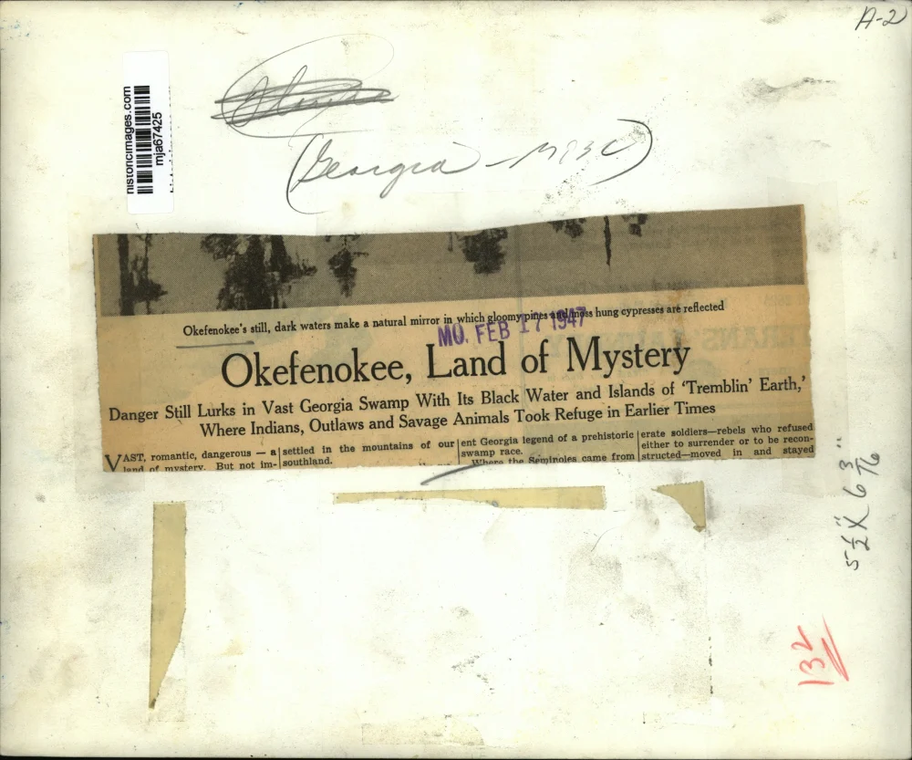 1947 Press Photo Okefenokee in Georgia - mja67425 - Image 2