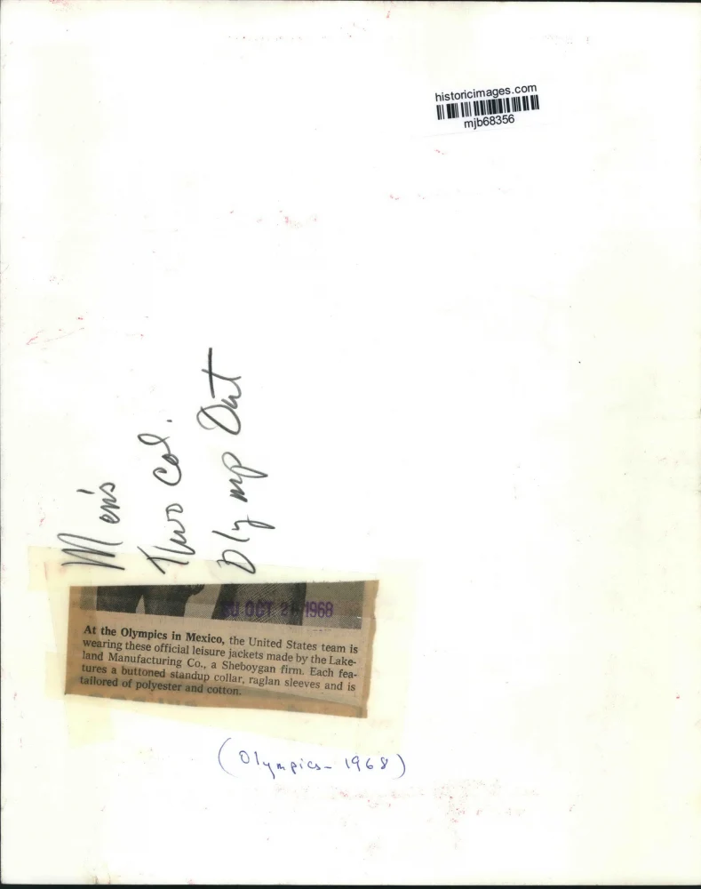 1968 Press Photo USA Olympic team members modeling official leisure jackets - Image 2