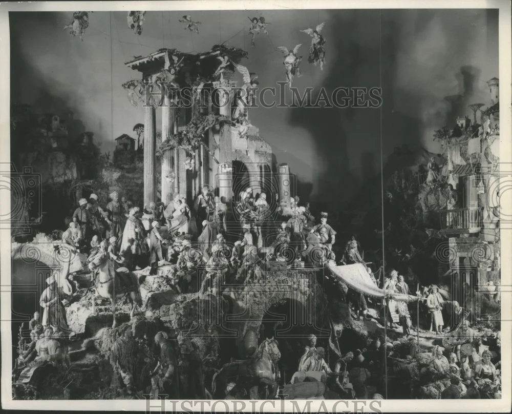 1953 Press Photo Detailed Christmas Nativity Scene - mjx23842