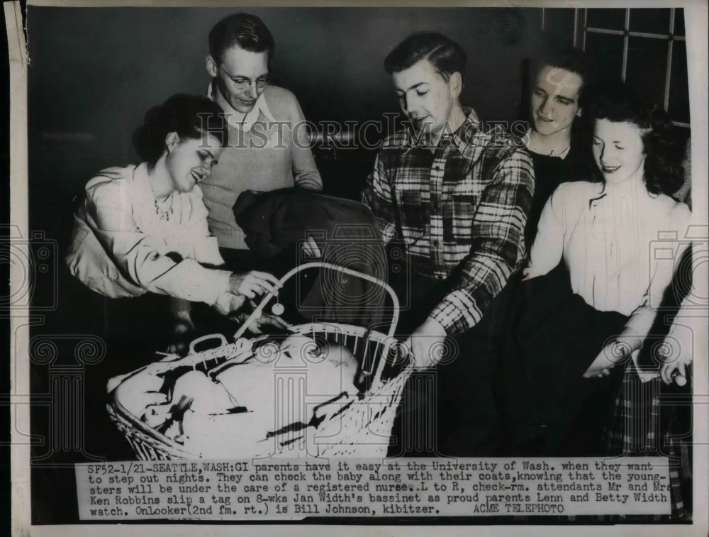 1948 Press Photo GI Parents at University of Washington Lenn & Betty Width Paren