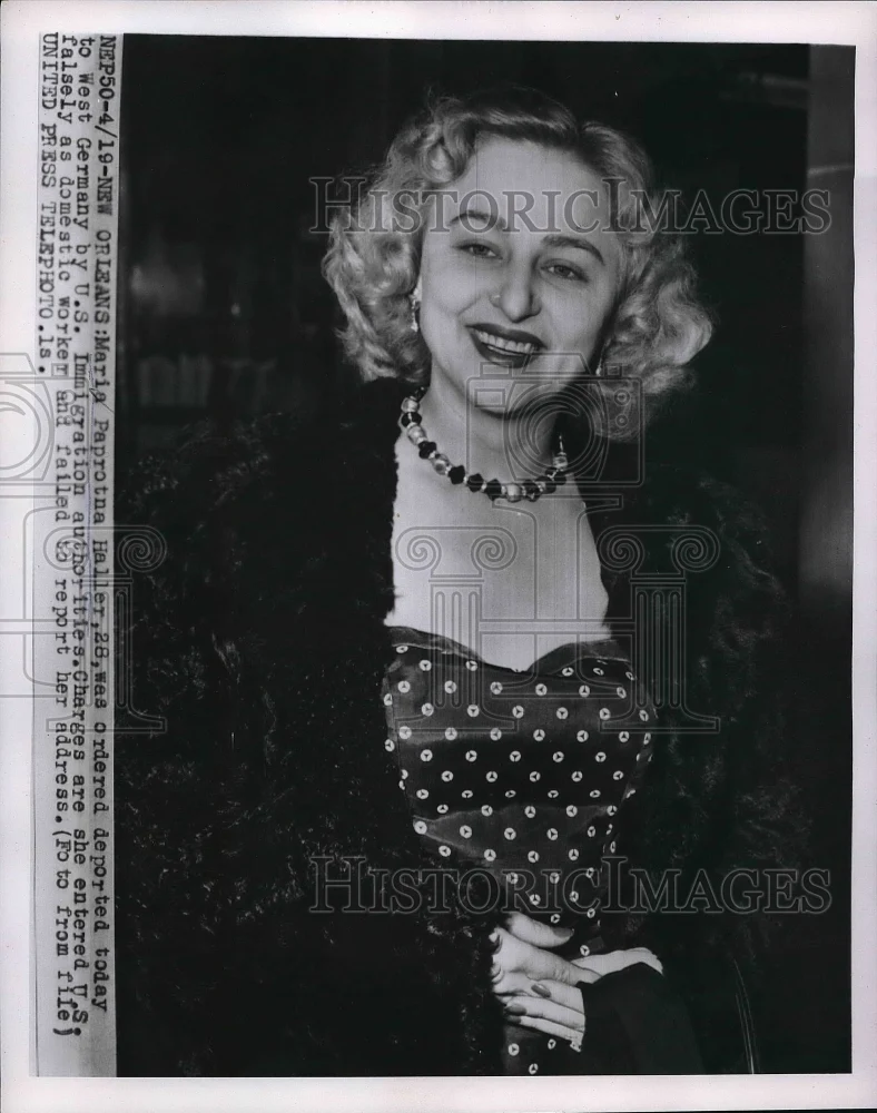 1955 Press Photo Maria Paprotna Haller, Ordered Deported to West Germany by U.S.