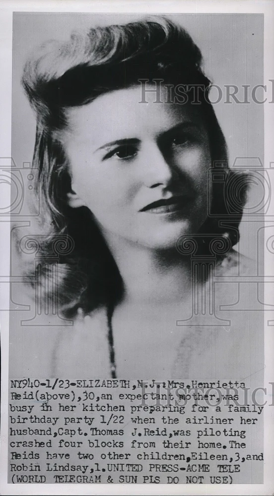 1952 Press Photo Henrietta Reid Wife Of Pilot Thomas Reid Who Crashed Airliner