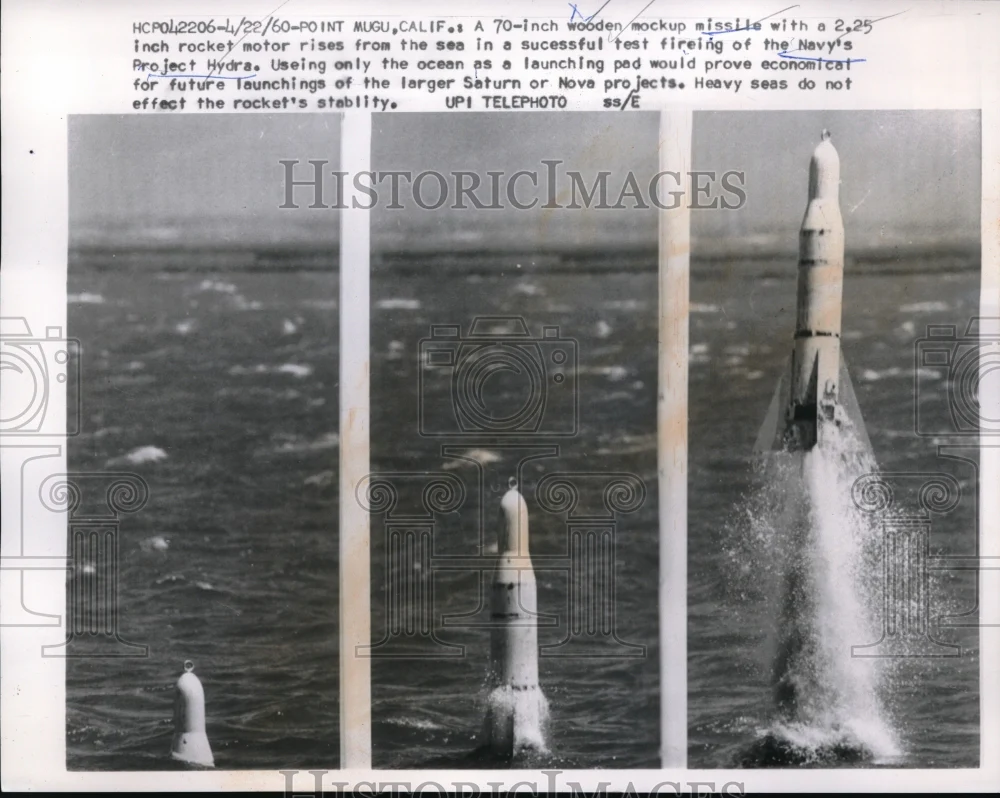 1960 Press Photo Point Mugu, Calif. Navy Project Hydra missle tests - neb50453