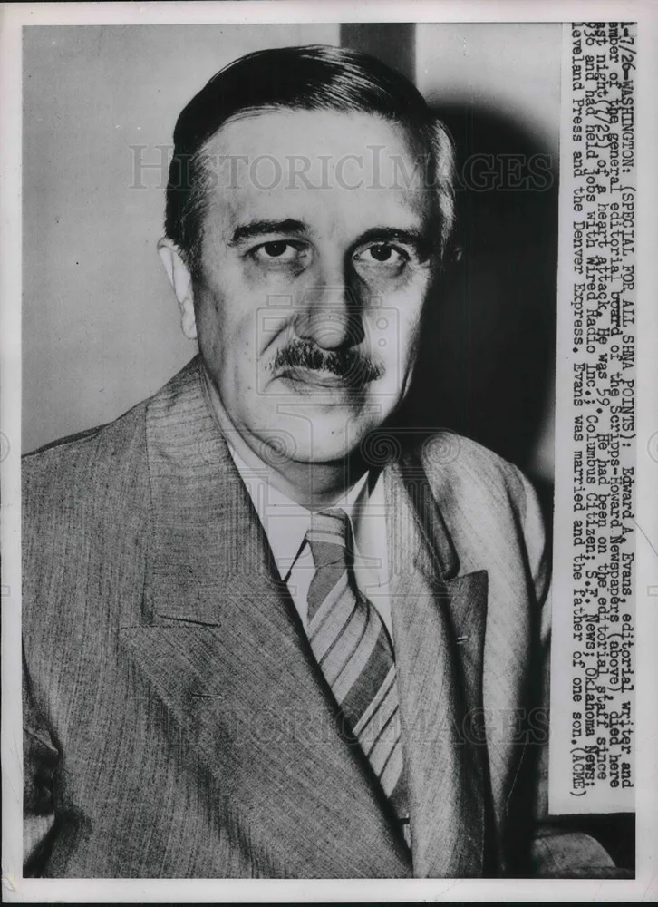 1929 Press Photo Edward A Evans editorial writer Scripps Howard papers
