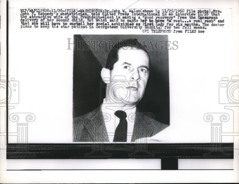 1960 Press Photo Wash.D.C. Dr John W Walsh, Mrs Kennedy's obstetrician