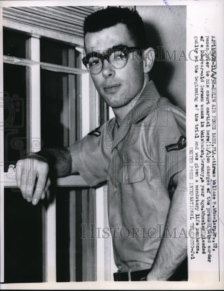 1958 Press Photo Airman Wallace Wheeler on court martial