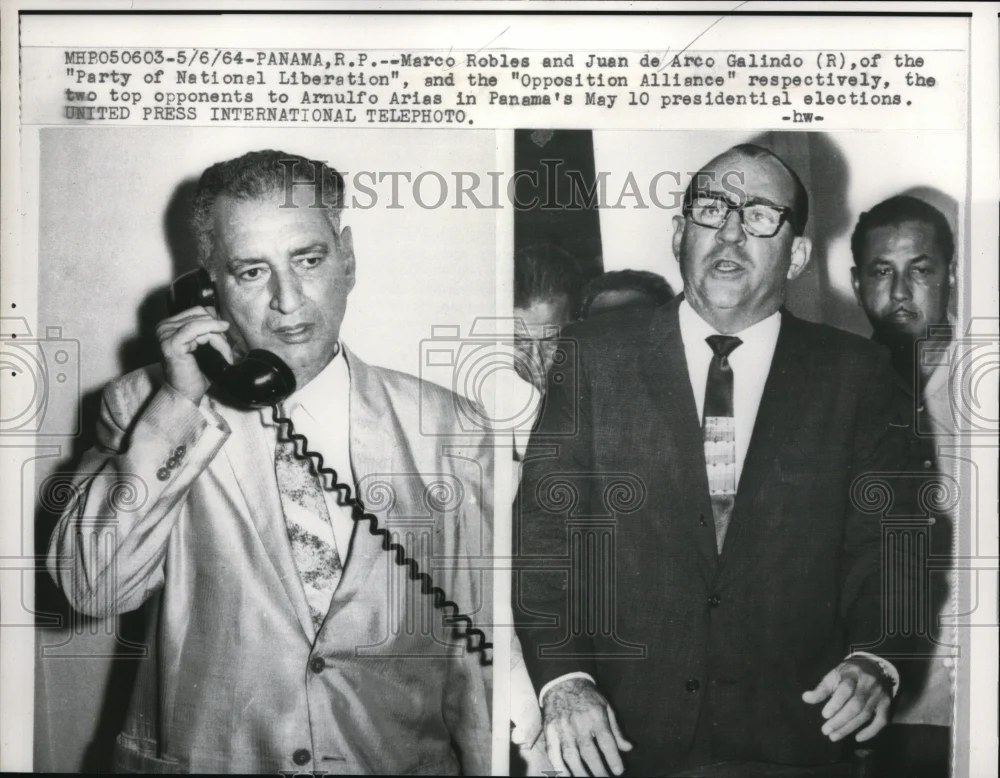 1964 Press Photo Marco Robles and Juan De Arco Galino opponents in presidential