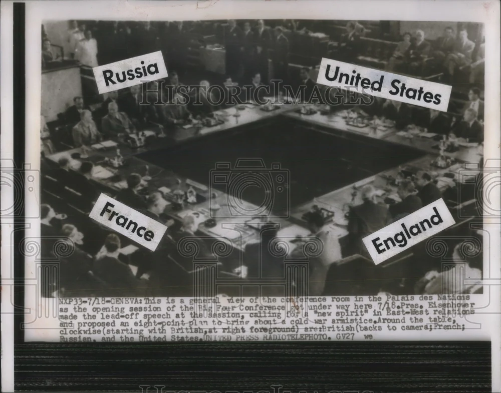 1955 Press Photo View of the conference room in the Palais Des Nations.
