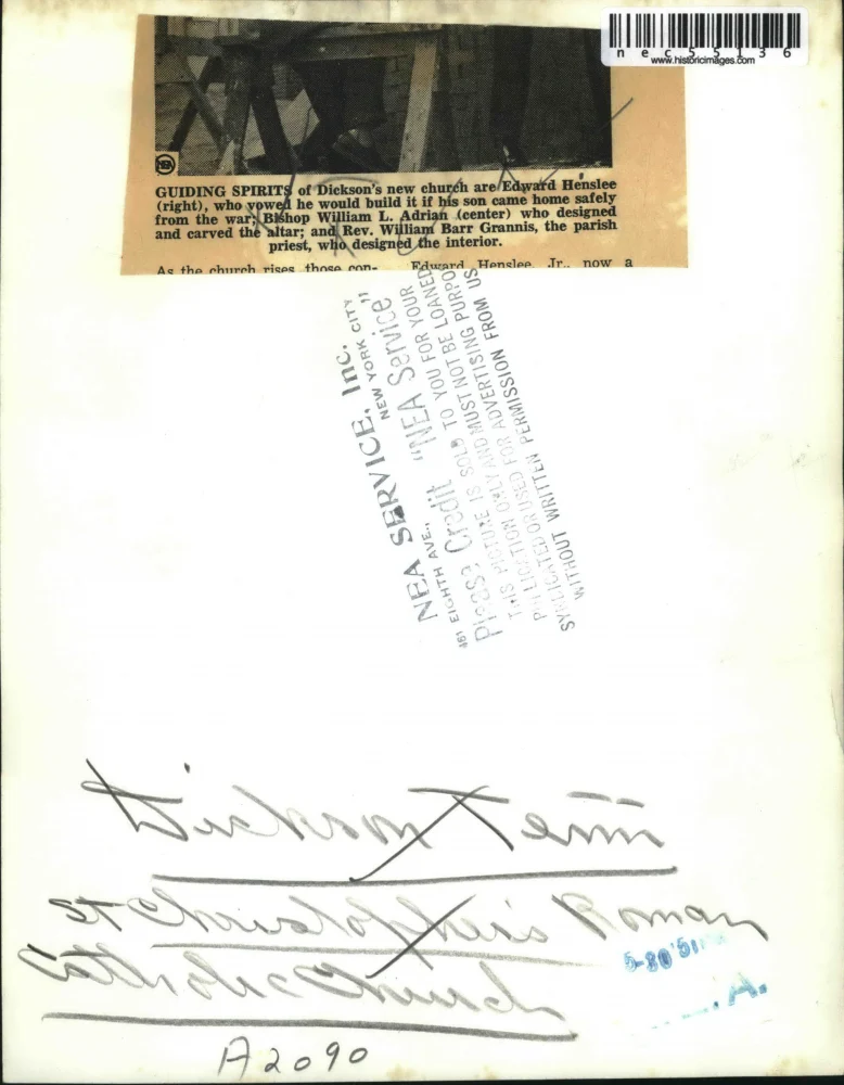 1951 Press Photo Ed Henslee, Bishop Adrian, Rev Grannis at Dickson, TN church - Image 2