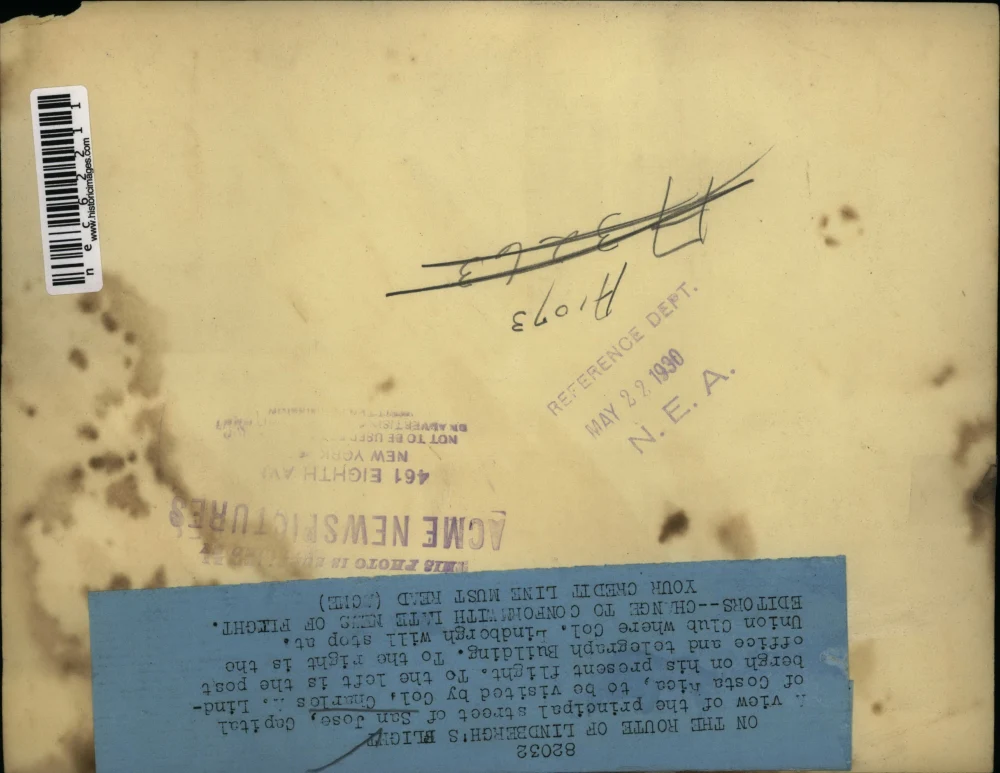 1930 Press Photo Route of Linderbergh' s Flight - nec62211 - Image 2