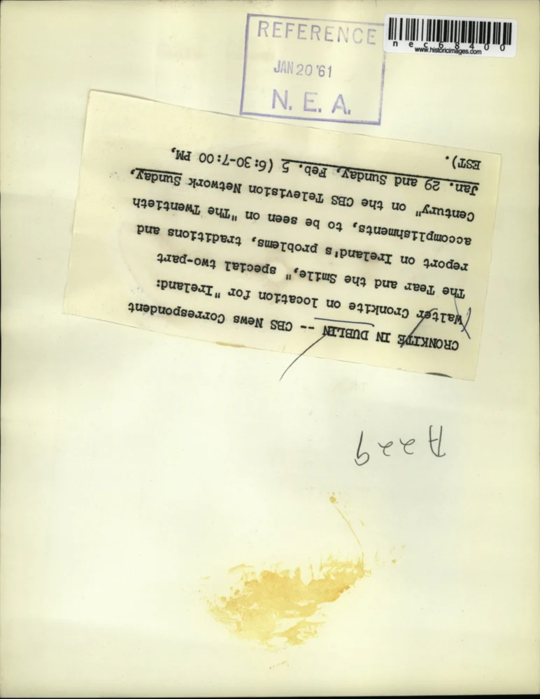 1961 Press PhotoSpecial two-pary report on Ireland problems on CBS Television - Image 2