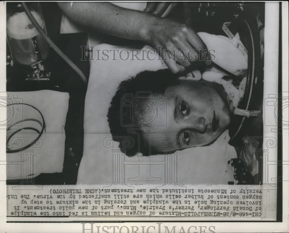1946 Press Photo Minneapolis, MN Donald Farringer gets polio treatment