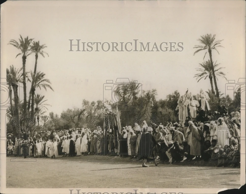 1928 Press Photo Sultan's procession at the opening of new railway in Morocco
