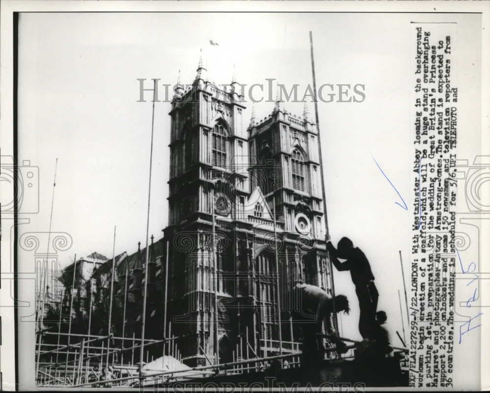 1960 Press Photo London England Westminster Abbey & prep fro Royal wedding