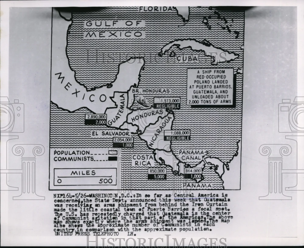 1954 Press Photo State Department announced that as far as Central America
