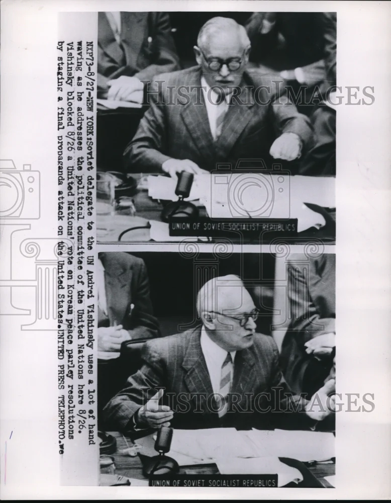 1952 Press Photo New York Soviet delegate to UN Andre Vishinsky addresses