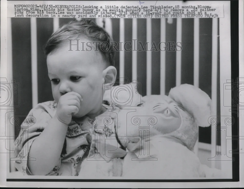 1958 Media Photo Minneapolis MN baby Lee Tischleder to have a bullet removed