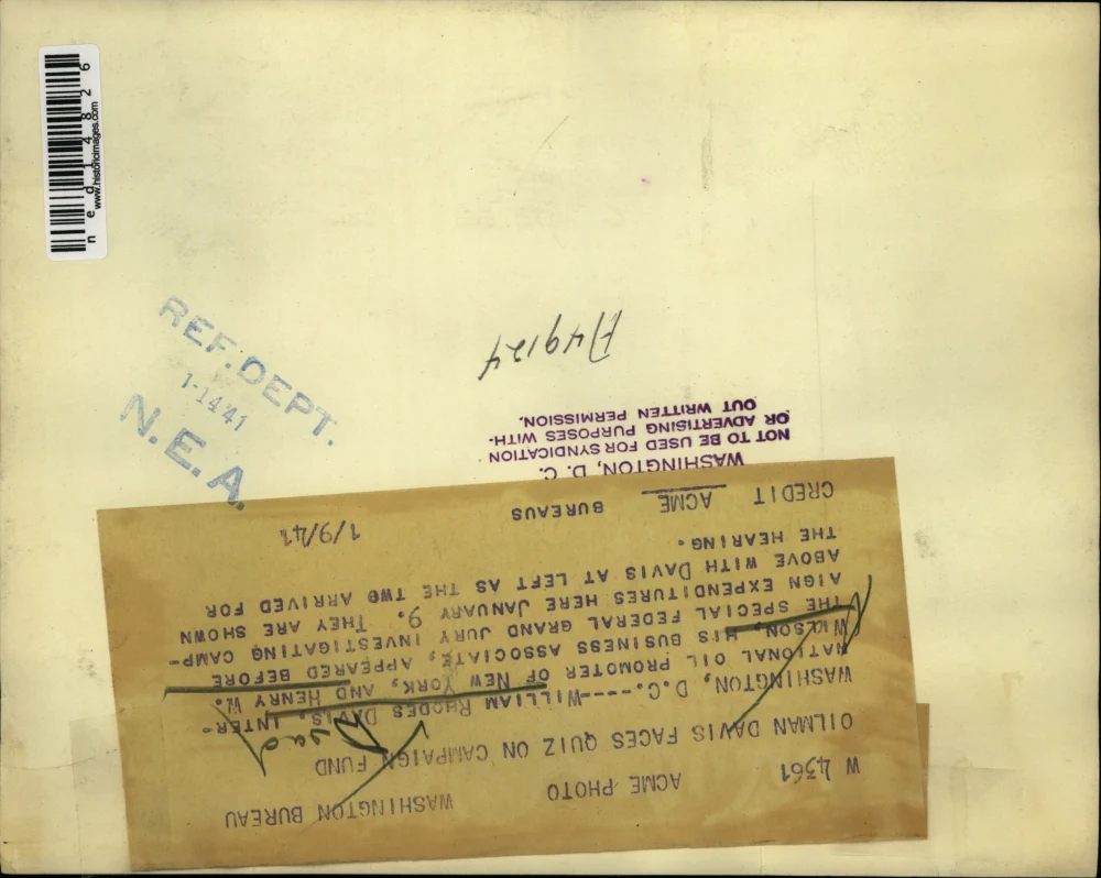 1941 Media Photo Washington DC William Rhodes Davis and Henry W WIlson - Image 2