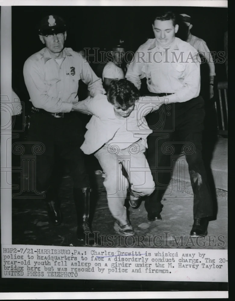 1954 Media Photo Harrisburg Pa Charles Drewitt arrested on disorderly conduct