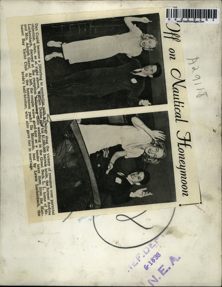 1938 Press Photo William Dobbs and his bride Andrea Luckenbach danced at - Image 2