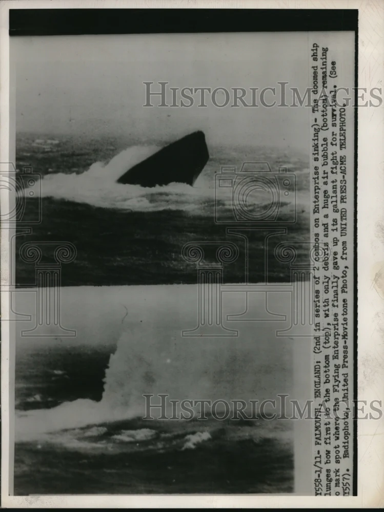 1952 Press Photo Falmoush England Flying Enterprise Sinking Ship - ned19403