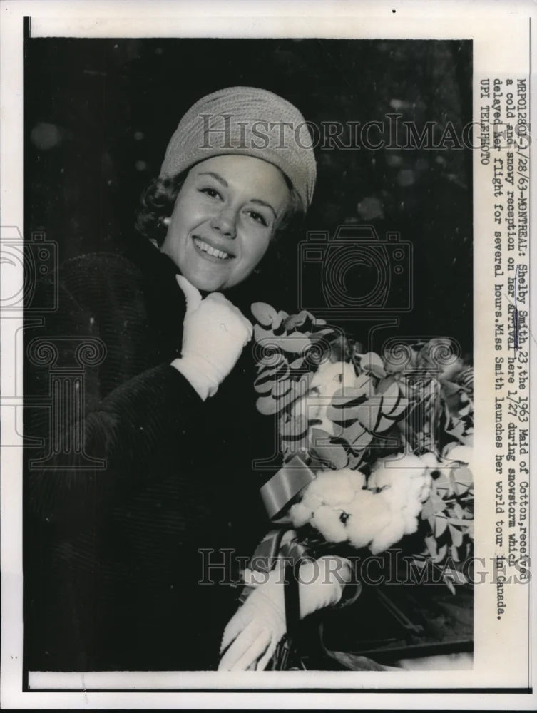 1963 Press Photo Montreal Shelby Smith Maid Of Cotton World Tour Canada