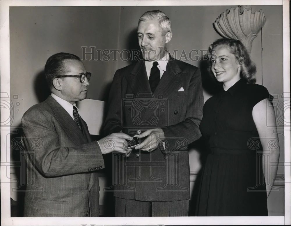 1950 Press Photo Sir Francis Evans Britain New York America Linguaphone