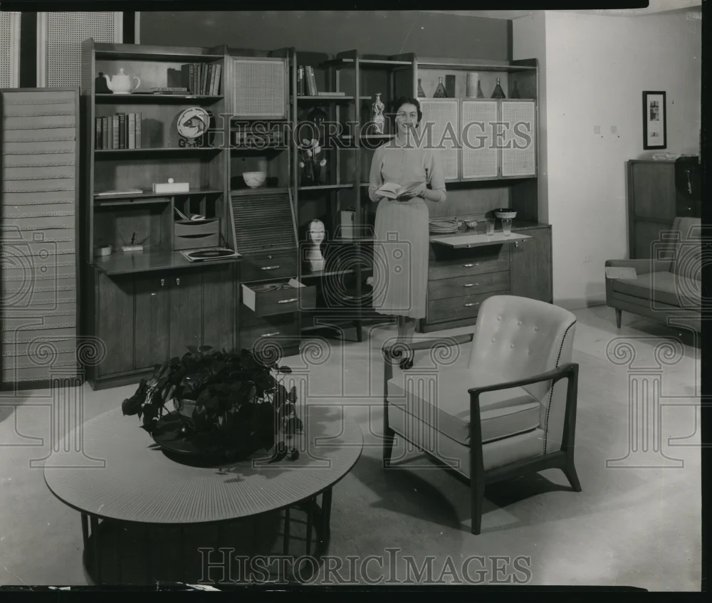 1958 Press Photo Drexel storage center assembled from 7 coordinated units.