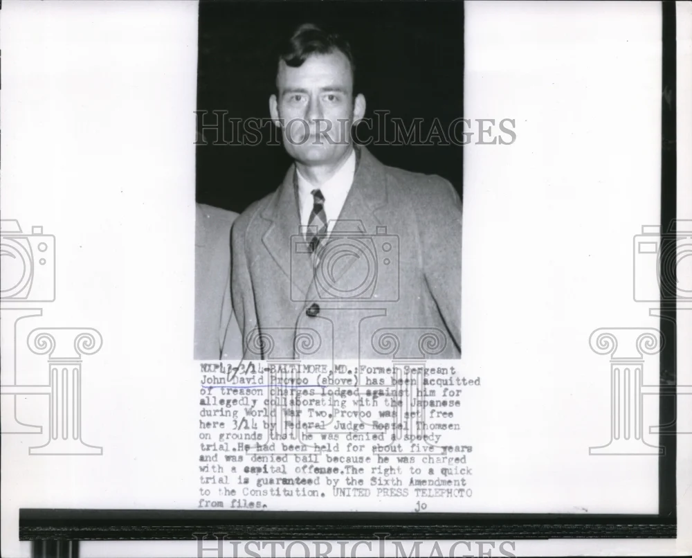 1955 Press Photo John David Provo After Being Acquitted of Treason Charges