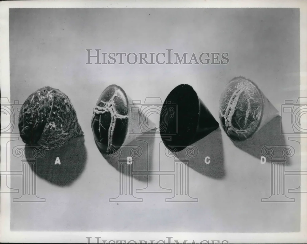 1945 Press Photo Cast samples of cured adhesives