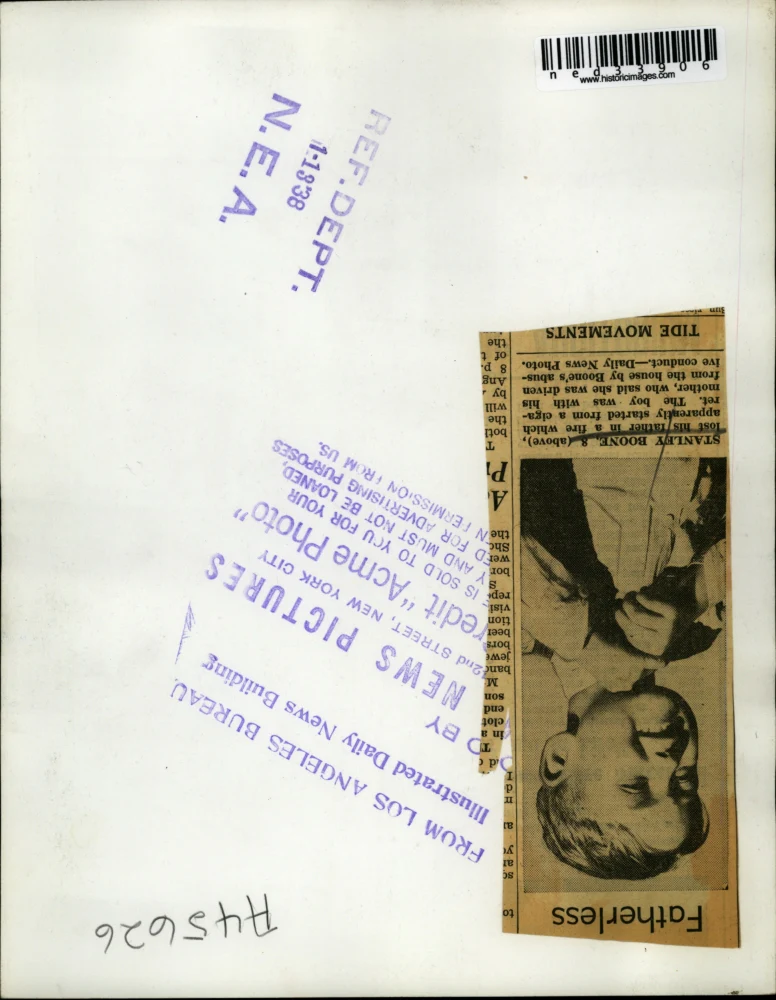 1938 Press Photo Stanley Boone, 8, fatherless after father dies in fire - Image 2