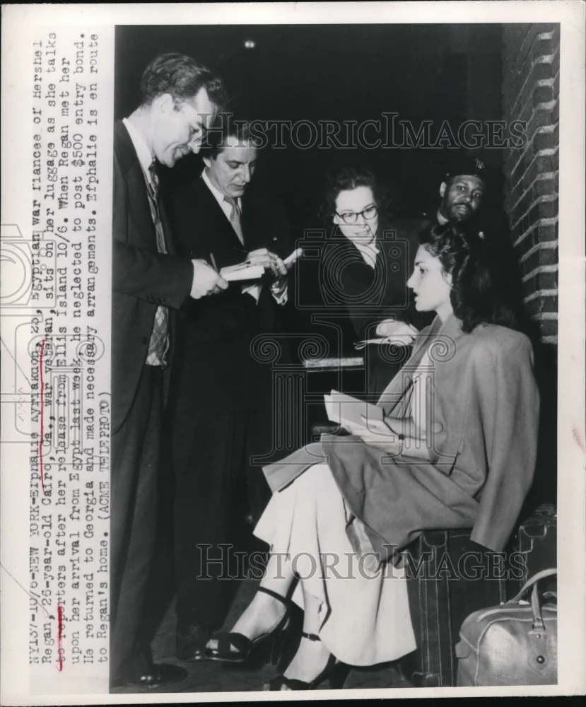 1948 Press Photo New York Erfphalie Kyriakaon Egyptian war fiancÃÆE™ÃƒEšÃ‚©e of Hershel