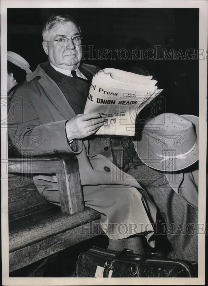 1948 Press Photo Cleveland Alvanlay Johnston head of Brotherhood of Locomotive