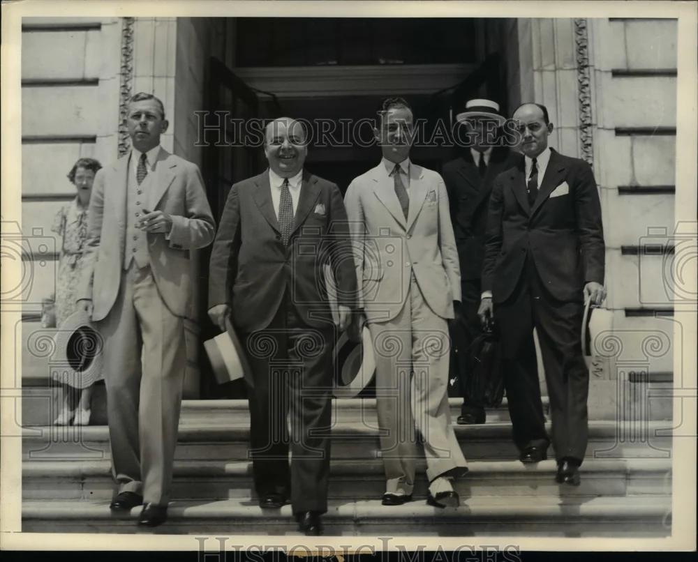 1935 Press Photo Lobby hearing of W.A Hill, Attorney, H.C Hopson and