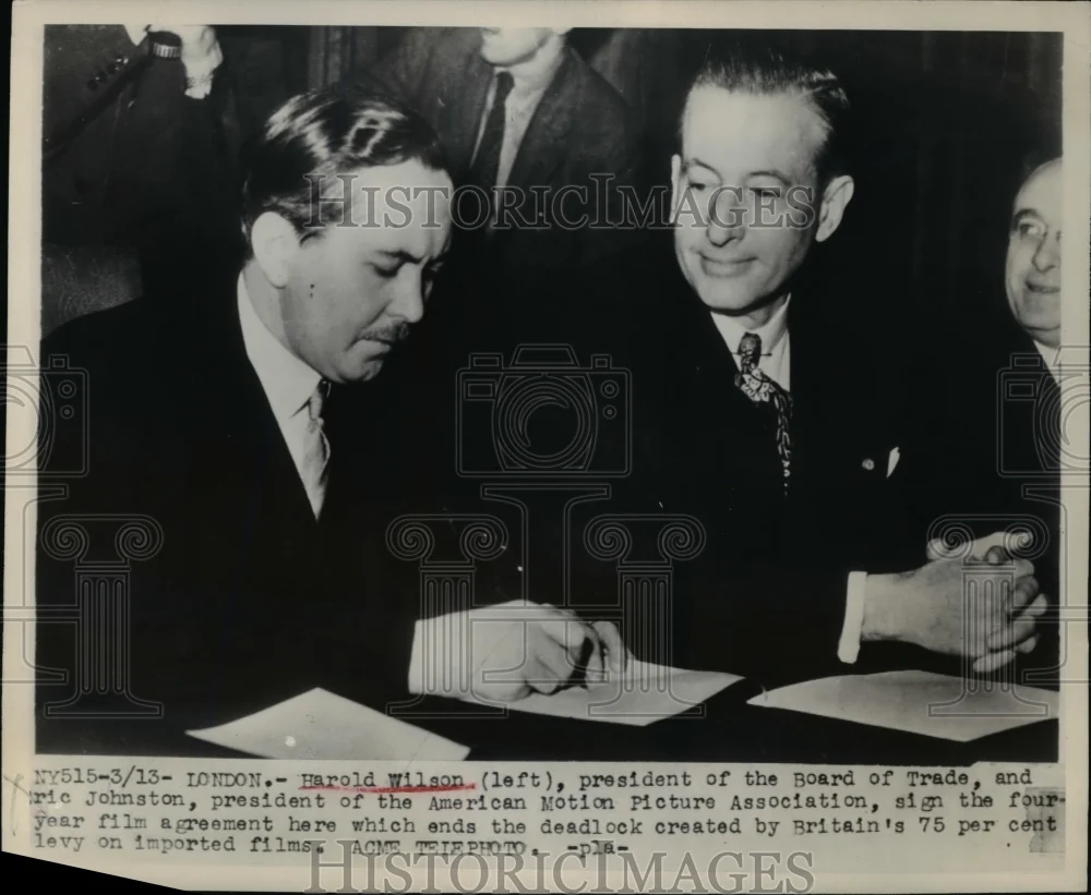 1948 Press Photo London Harold Wilson Board of Trad pres & Mr Johnston US MPA