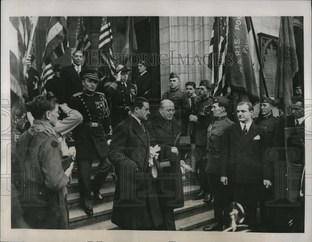 1937 Press Photo Ambassador William Bullitt with the naval and military attaches