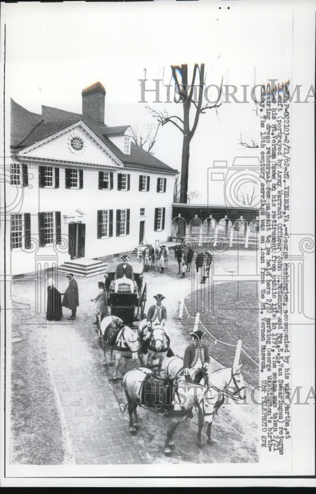 1962 Press Photo of dramatic representation of Washington return to Mt. Vernon