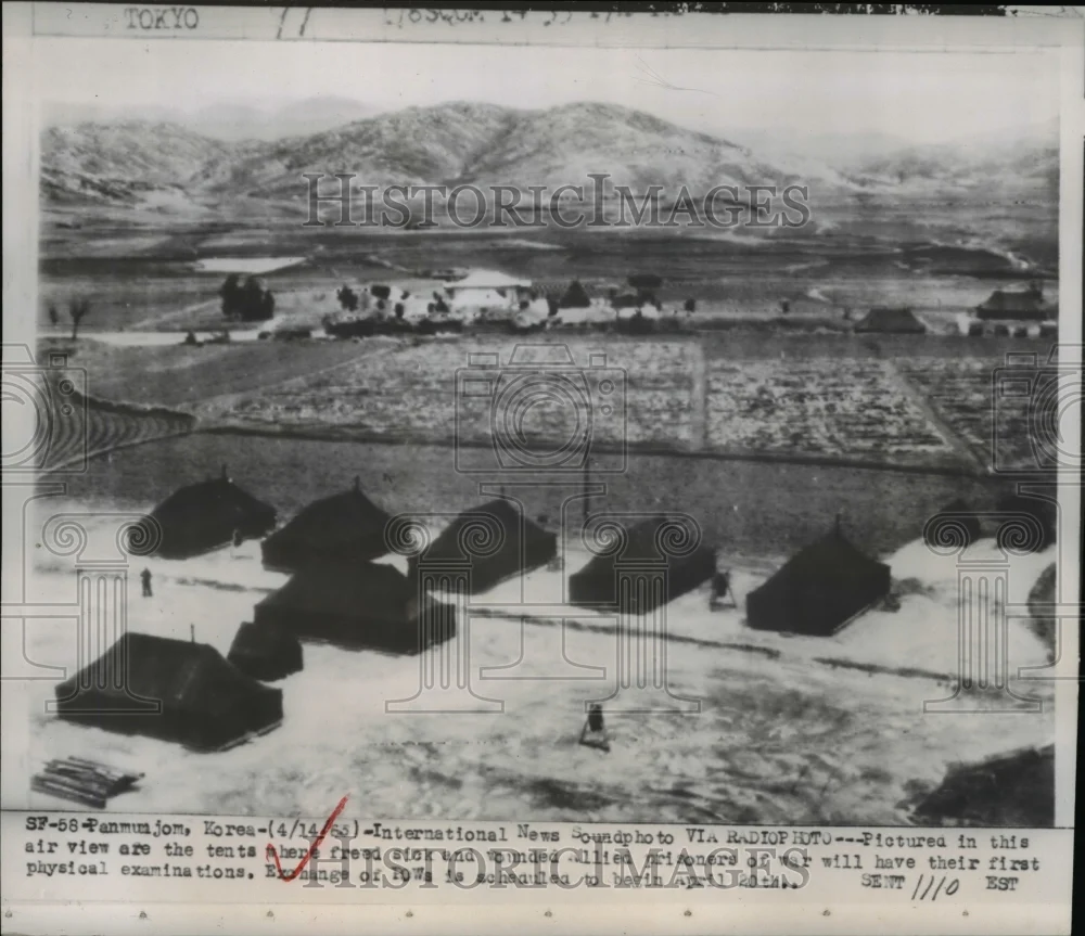1953 Press Photo Tents for the Allied prisoners' physical examination