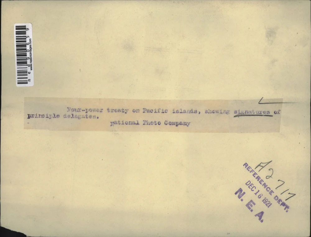 1921 Press Photo Signatures of principal delegates for the Four-power treaty - Image 2