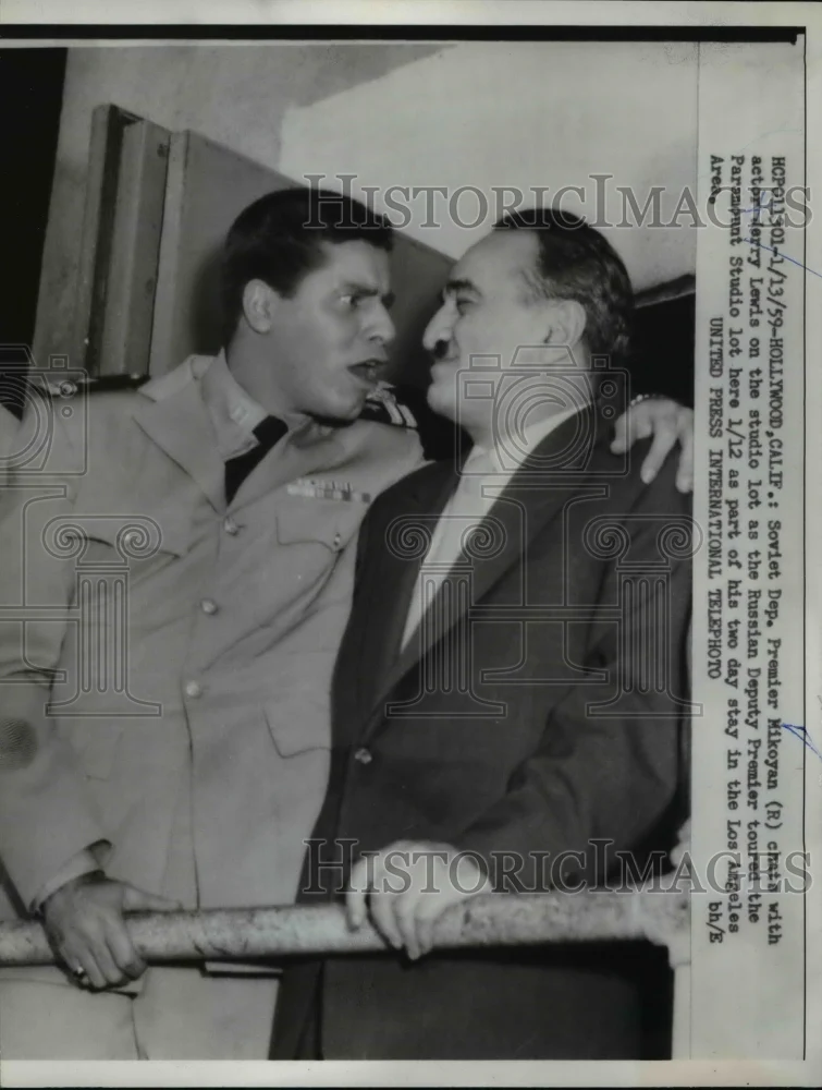 1959 Press Photo Soviet Premier Anastas Mikoyan, Actor Jerry Lewis