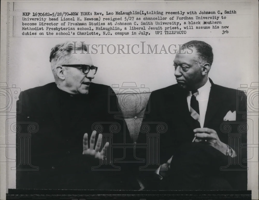 1970 Press Photo NYC Rev Leo McLaughlin & JC Smith Univ head Lionel Newsom