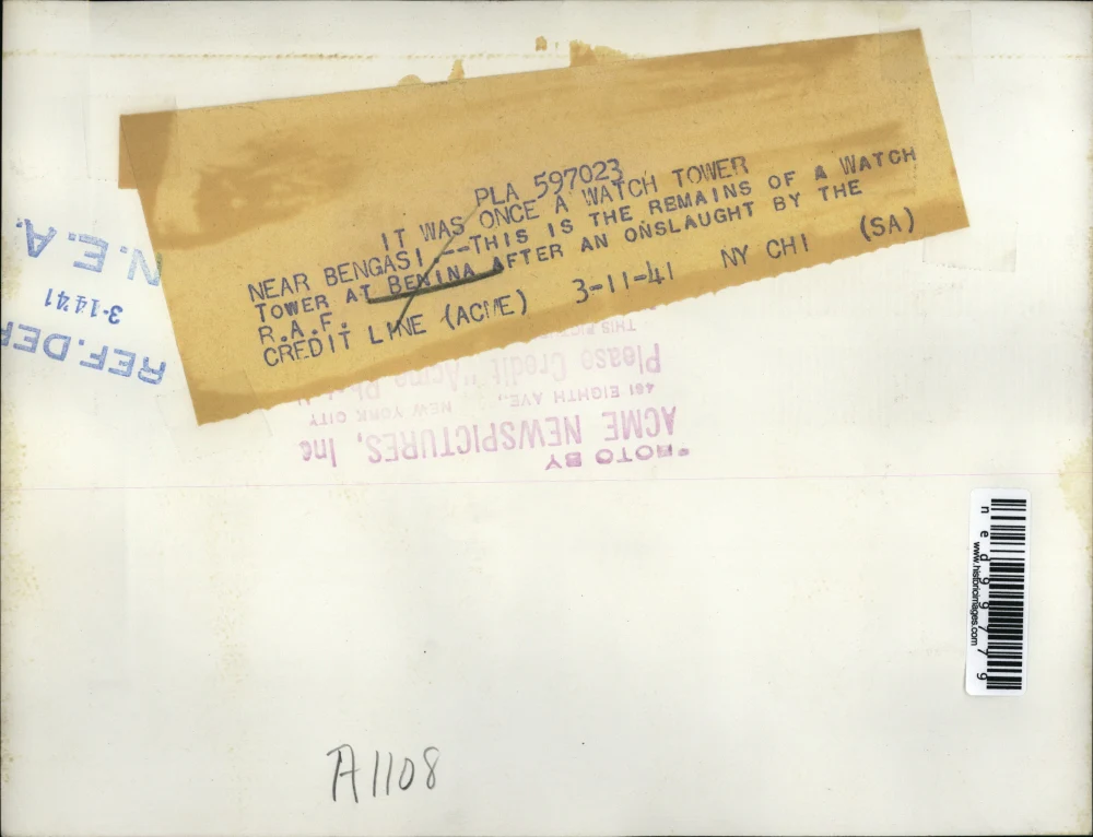 1941 Press Photo Remains of Watch Towner At Benina After Onslaught of R.A.F. - Image 2