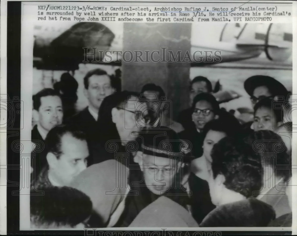 1960 Press Photo Rome Italy Cardinal elect Archbishop Rufino J Santos of Manila