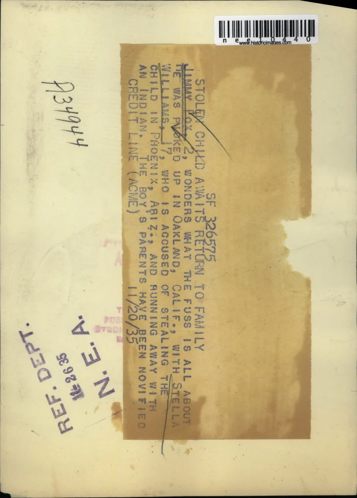 1935 Press Photo Jimmy Pox, stolen by Stella Williams in Phoenix, Arizona - Image 2