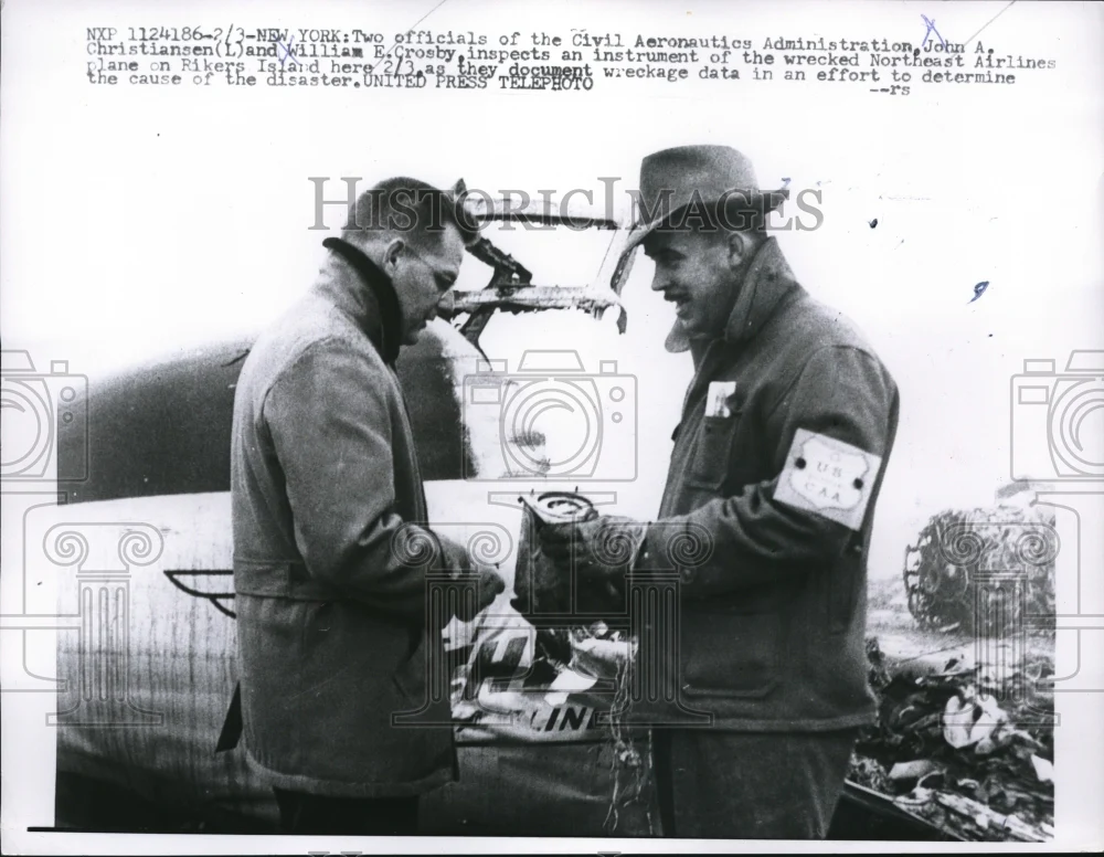 1957 Press Photo NY Civil Aeronautics Admin JA Christiansen, WE Crosby