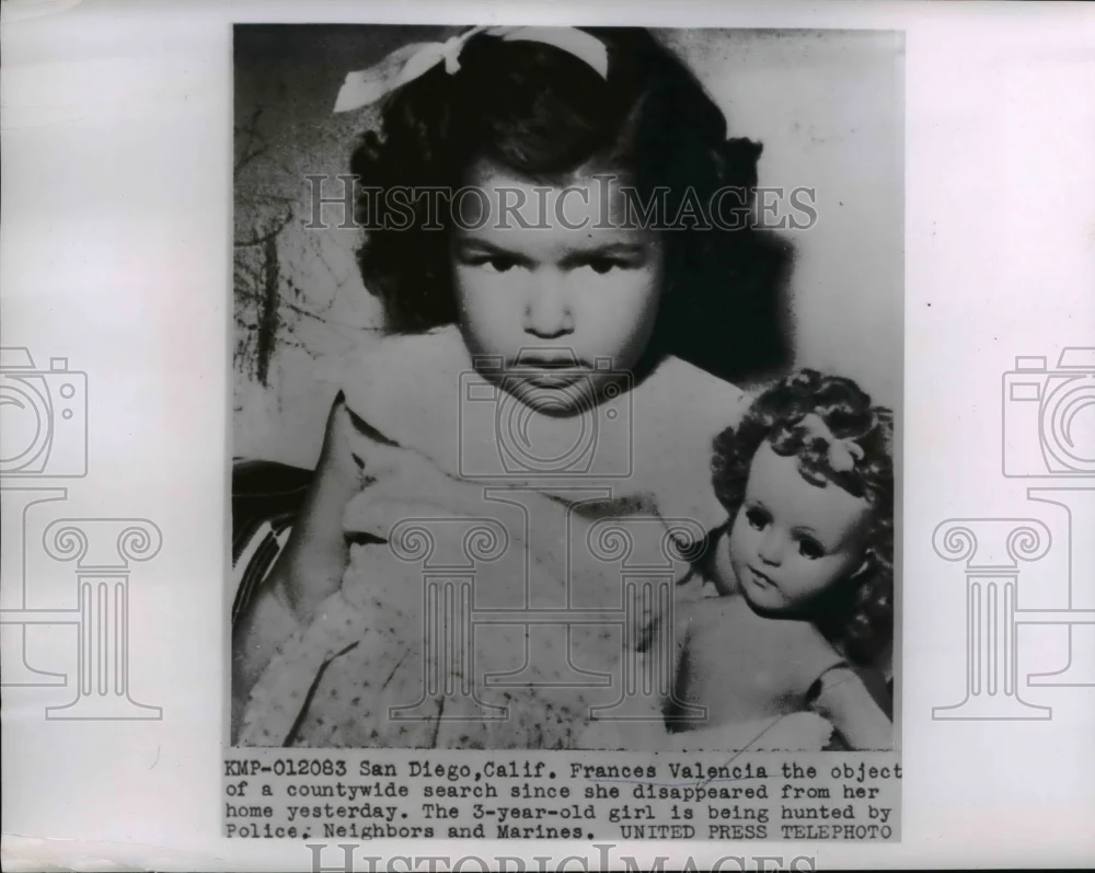 1956 Press Photo Missing Girl Frances Valencia of San Diego California