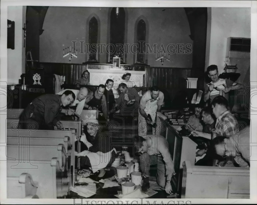 1956 Press Photo Scene of Margarets wedding , Trinity Episcopal Church.