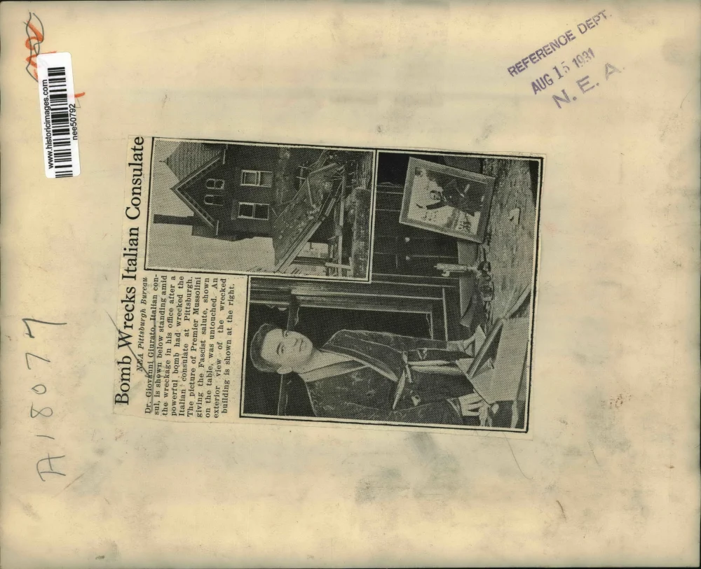 1931 Press Photo Dr Giocannai Glurato Italian Consul Shows Bomb Damage to Consul - Image 2