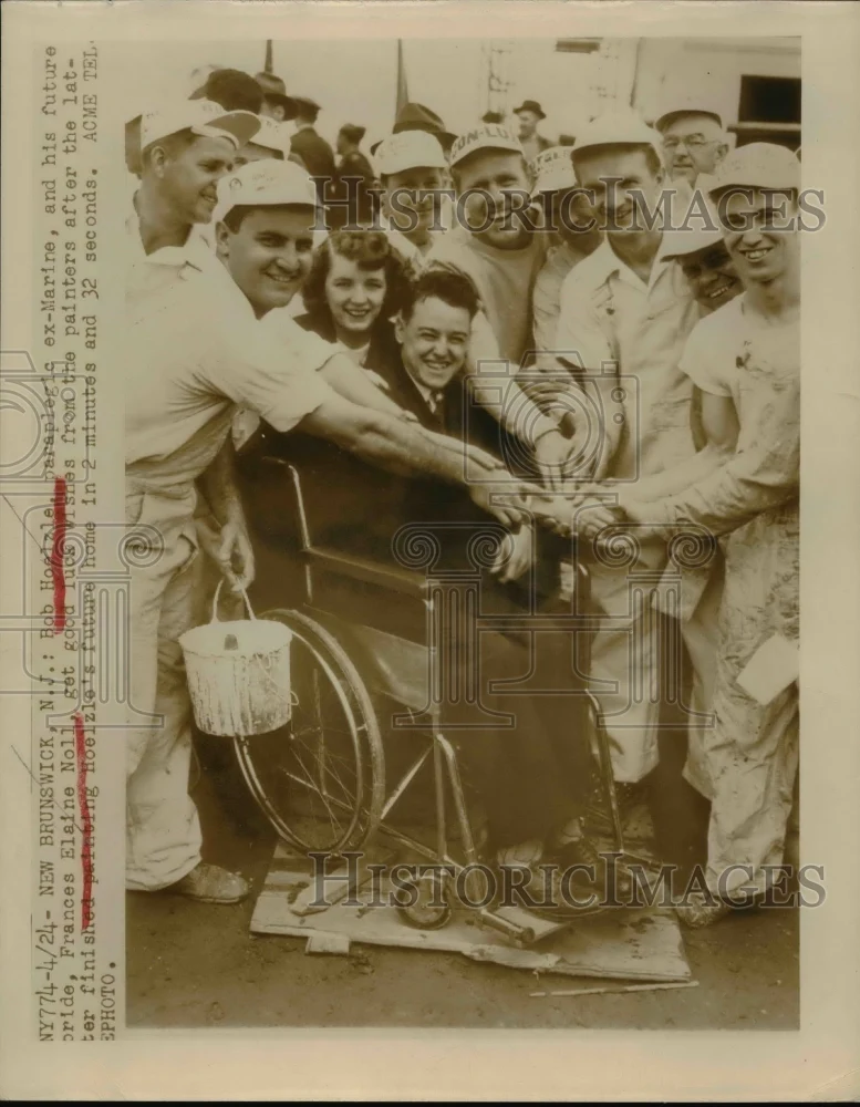 Undated Press Photo Bob Hoelzle,paraplegic ex-Marine with his future Bride.