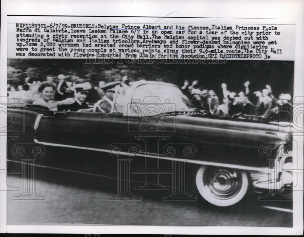 1959 Press Photo Brussel Belgian Prince Albert & fiancee Italian Princess Paola